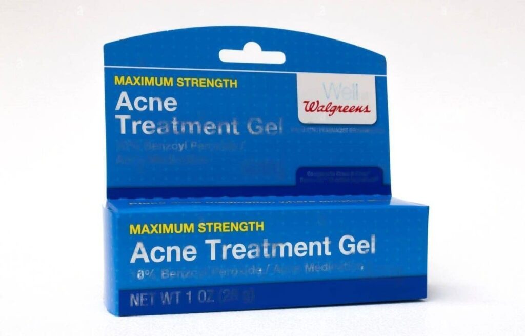 Benzoyl peroxide gel for shoulder acne treatment